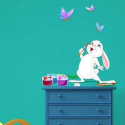 STICKERS LAPIN ET PAPILLONS (E0201)