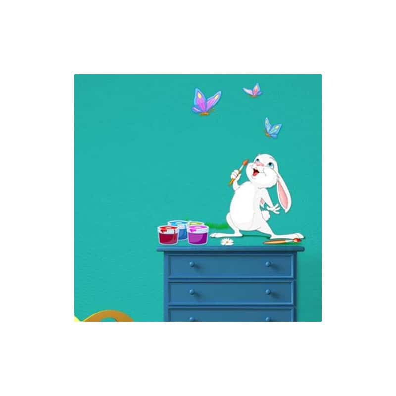 STICKERS LAPIN ET PAPILLONS (E0201)