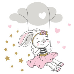 STICKER ENFANT DESSUS DE LIT JOLIE COEUR (E0418)