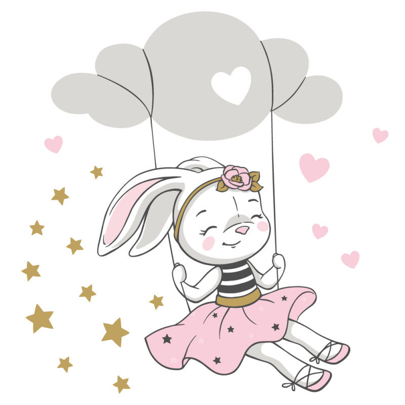 STICKER ENFANT DESSUS DE LIT JOLIE COEUR (E0418)