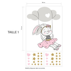 STICKER ENFANT DESSUS DE LIT JOLIE COEUR (E0418)