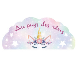 STICKER TETE DE LIT ENFANT LICORNE (TETE_LIT_003)