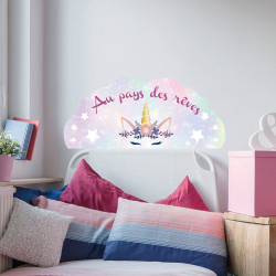 STICKER TETE DE LIT ENFANT LICORNE (TETE_LIT_003)