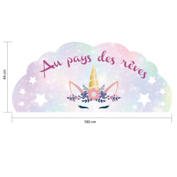 STICKER TETE DE LIT ENFANT LICORNE (TETE_LIT_003)