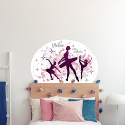 STICKER TETE DE LIT PERSONNALISABLE PETITE BALLERINE (TETE_LIT_024)