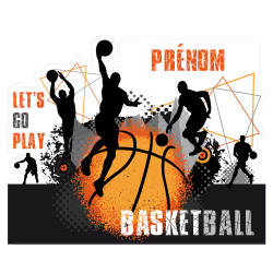 STICKER TETE DE LIT BASKETBALL PERSONNALISABLE AVEC LE PRENOM DE VOTRE ENFANT (TETE_LIT_032)