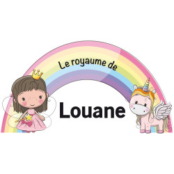 STICKER TETE DE LIT POUR CHAMBRE D'ENFANT - LE ROYAUME FEERIQUE - PERSONNALISABLE AVEC LE PRENOM DE VOTRE ENFANT (TETE_LIT_041)