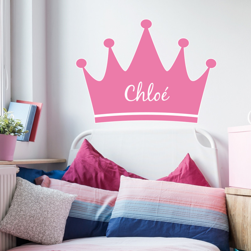 STICKER TETE DE LIT IDEAL CHAMBRE D'ENFANT - LA COURONNE DE LA REINE -  PERSONNALISABLE AVEC LE