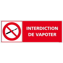 SIGNALISATION INTERDICTION DE VAPOTER AU FORMAT DE 210X75 MM