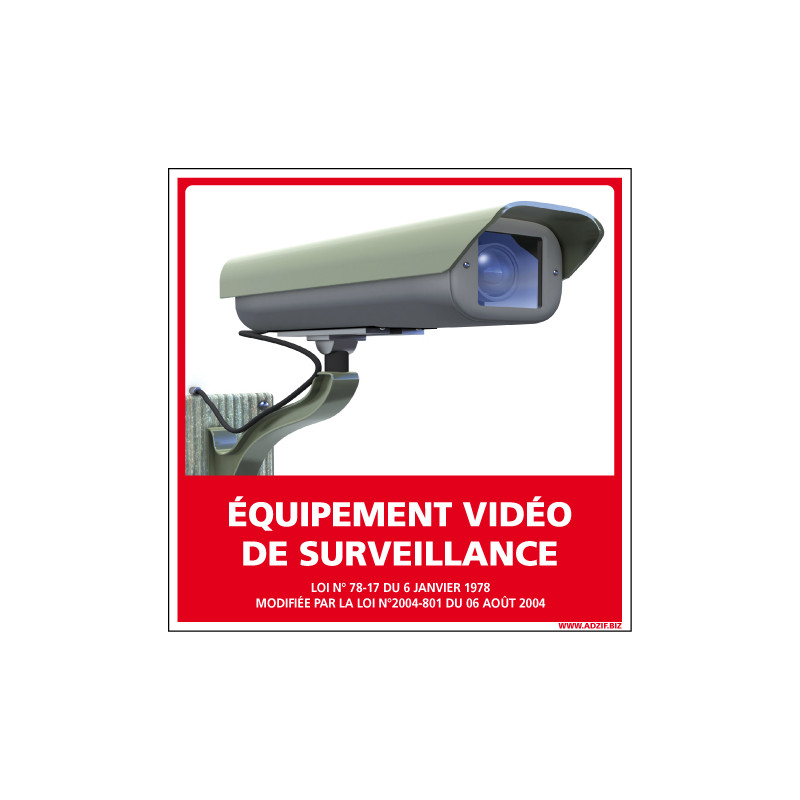 PANNEAU EQUIPEMENT VIDEO DE SURVEILLANCE AU FORMAT 250X250MM