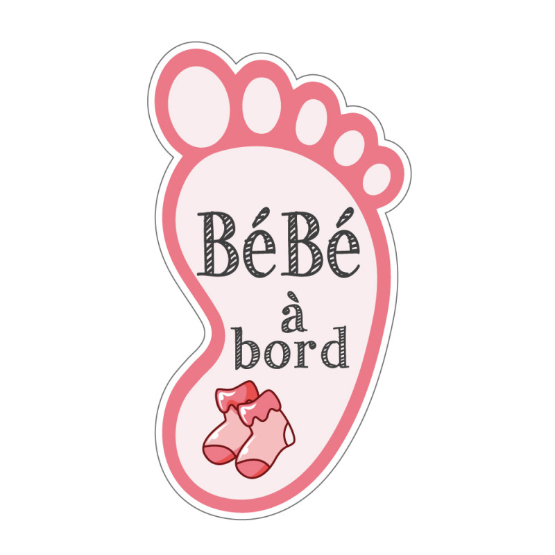 STICKER BEBE A BORD PETIT PIED FILLE (J0126)