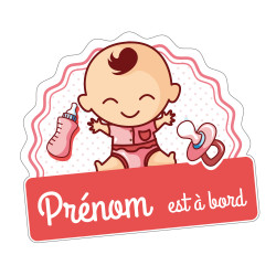 STICKER BEBE A BORD FILLE PERSONNALISABLE (J0128-PERSO)