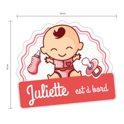 STICKER BEBE A BORD FILLE PERSONNALISABLE (J0128-PERSO)