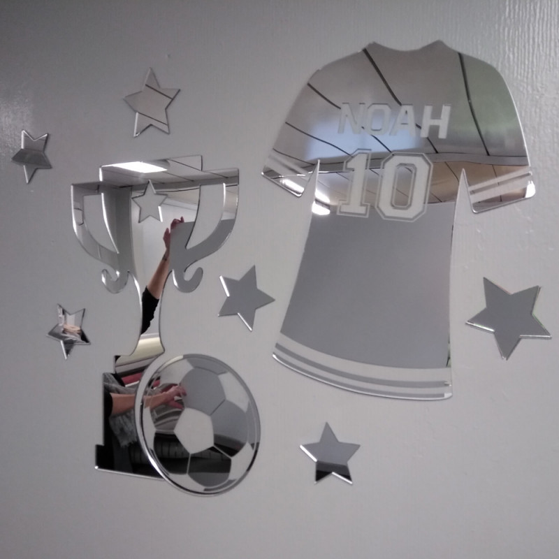 Miroir mural decoratif de football pour enfant - Plexiglas miroir (PLEXI_MIROIR_001)