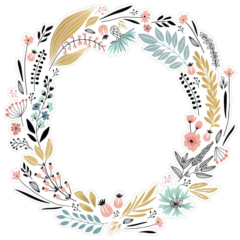 Sticker Personnalisé avec prénom couronne de fleurs d'automne - TenStickers