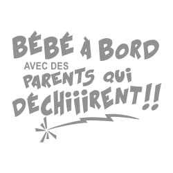 STICKER BEBE A BORD AVEC DES PARENTS QUI DECHIRENT (J0124)