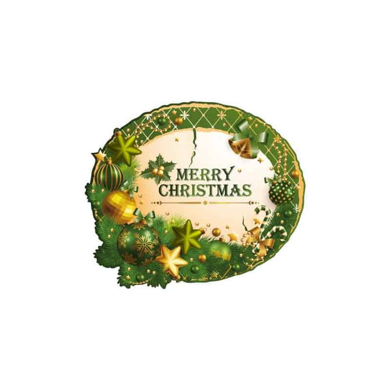 STICKER COURONNE DE NOEL VERTE (T0138)