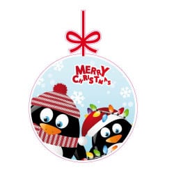 STICKER BOULE DE NOEL PINGOUINS (T0164)