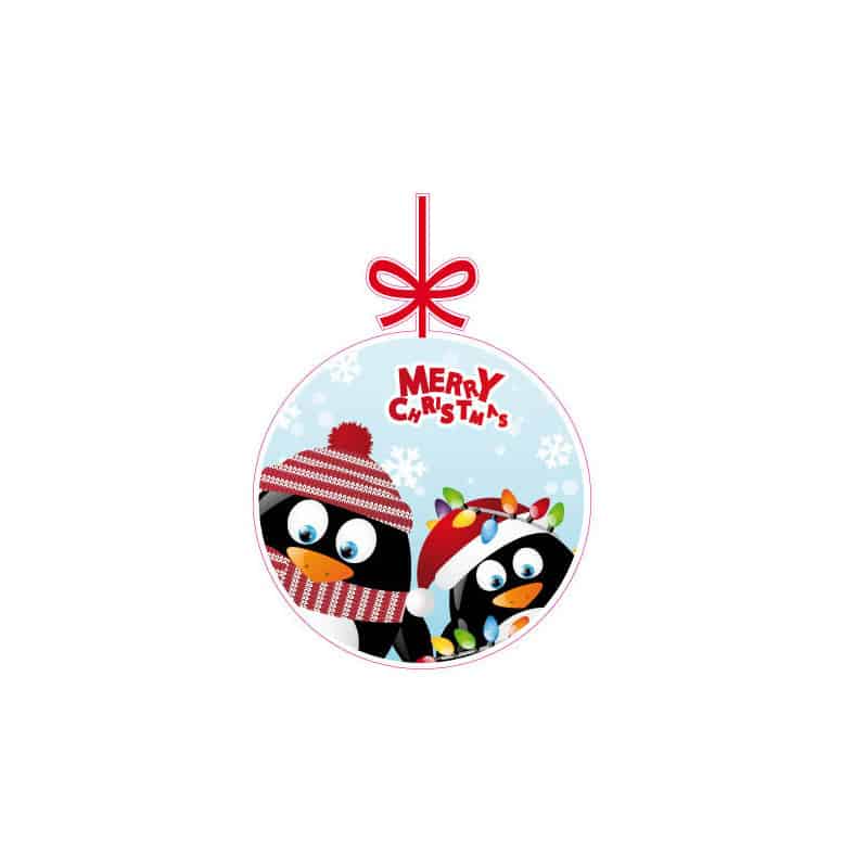 STICKER BOULE DE NOEL PINGOUINS (T0164)