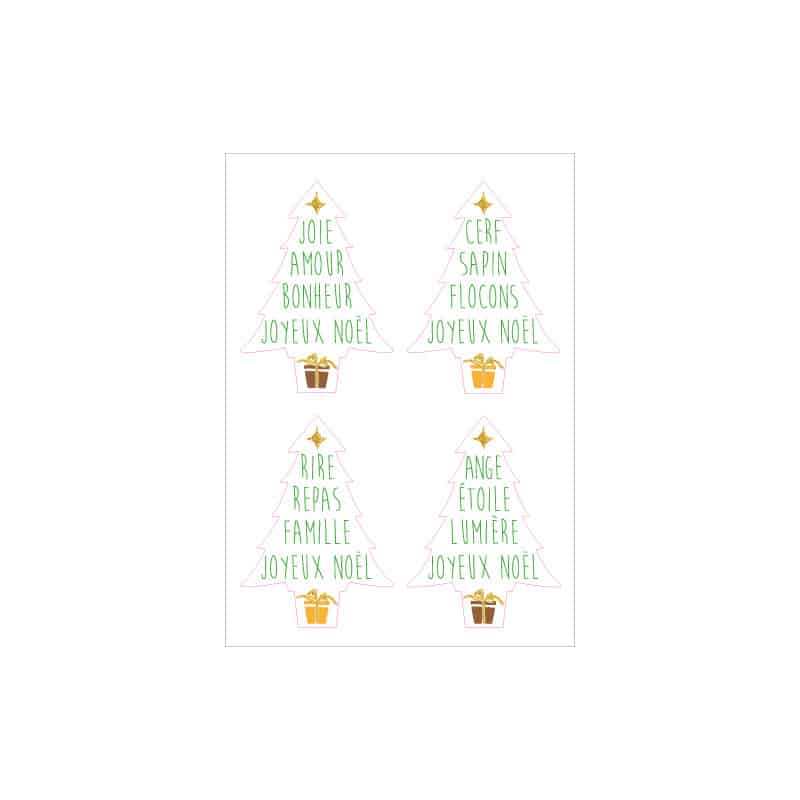 4 STICKERS SAPIN JOYEUX NOEL (T0179)