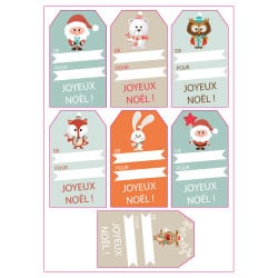 PLANCHE DE 7 ETIQUETTES CADEAUX NOEL (T0184)