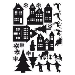 STICKER MOTIFS VILLAGE DE NOEL (T0189)