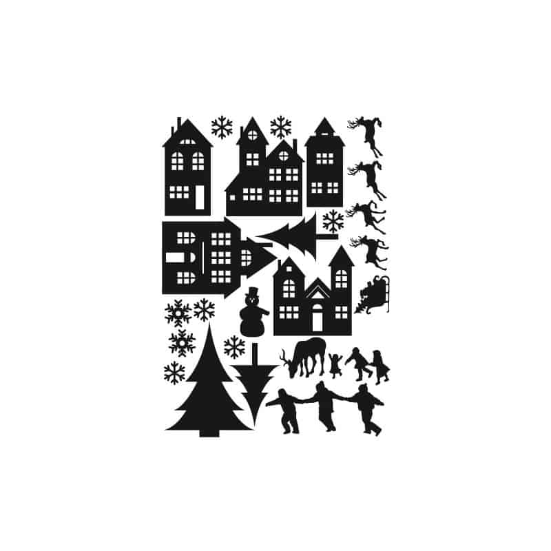 STICKER MOTIFS VILLAGE DE NOEL (T0189)