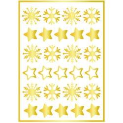 STICKER PLANCHE DE NOEL FLOCONS & ETOILES (T0197)