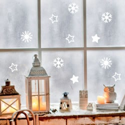 STICKER PLANCHE DE NOEL FLOCONS & ETOILES (T0197)