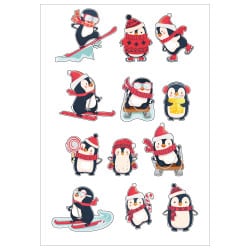 PLANCHE DECORATION PINGOUIN DE NOEL (T0212)