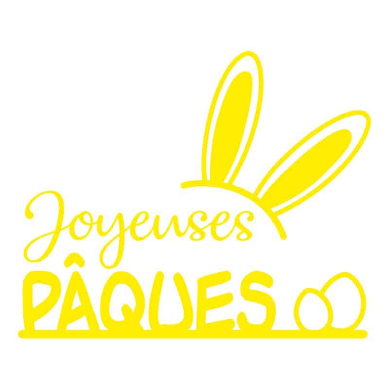 STICKER POUR VITRINE OREILLE DE LAPIN JOYEUSE PAQUES (PAQUES011)