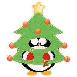 STICKER DE NOEL SAPIN PINGUIN (T0216)