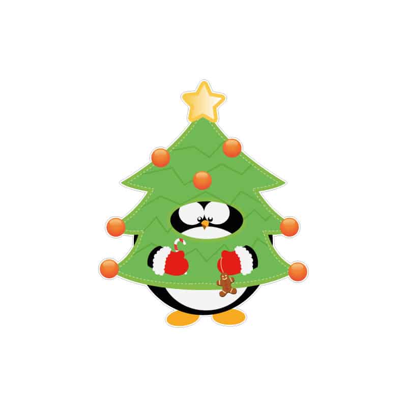 STICKER DE NOEL SAPIN PINGUIN (T0216)