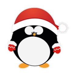 STICKER DE NOEL PINGOUIN PERE NOEL (T0218)