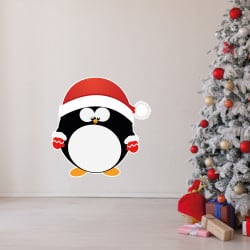 STICKER DE NOEL PINGOUIN PERE NOEL (T0218)