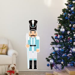 Stickers Déco Noël - Soldat Casse-Noisette - Format A5 (14x21 Cm) - Pour Vitre Ou Mur - Contour Blanc