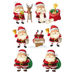 PLANCHE DE STICKERS DE NOEL TRANSPARENT PERE NOEL (TRANS_0002)