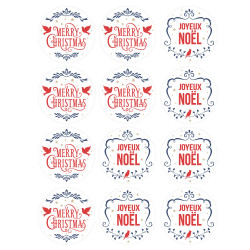 LOT DE 2 PLANCHES D'ÉTIQUETTES JOYEUX NOEL (PLNOEL9_X2)